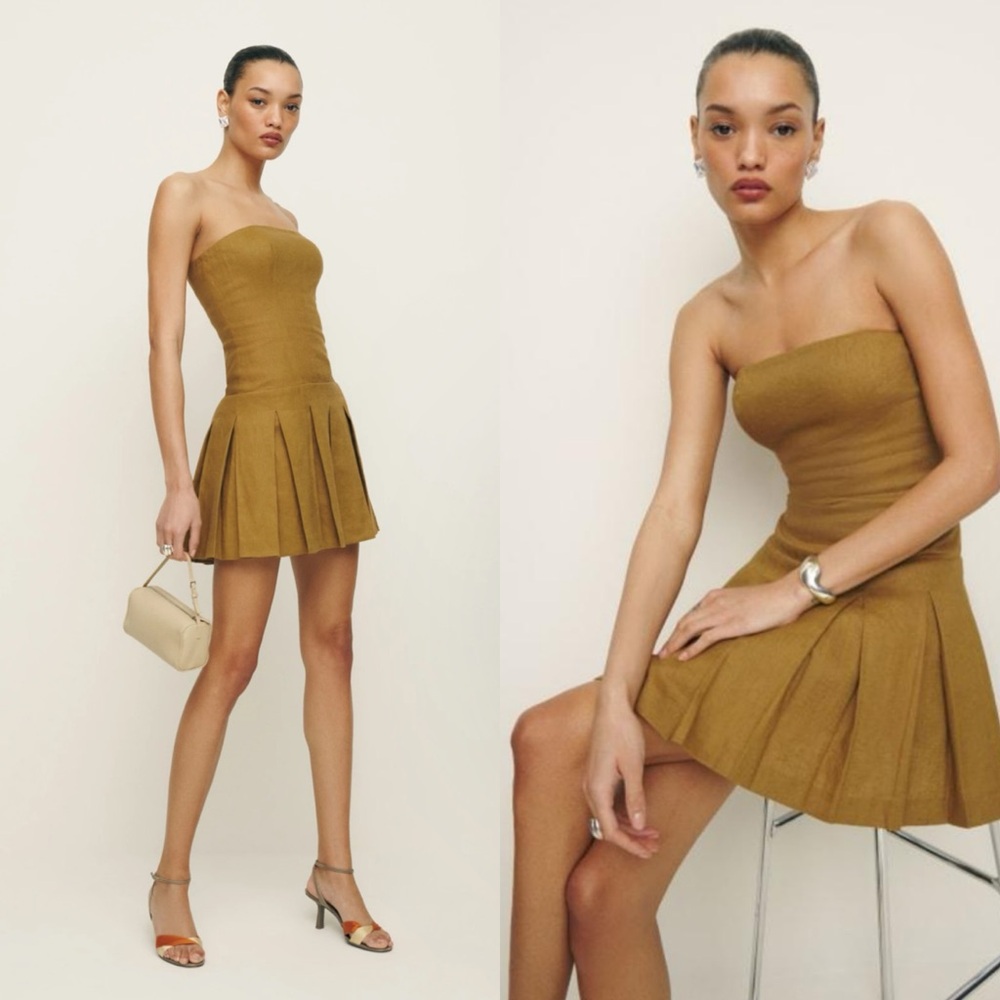 Reformation Isabeli Linen mini Dress in ginger Size 0 NEW! New with tags!